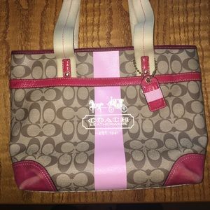 👛 Coach Heritage Stripe Signature Tote #11350 👛